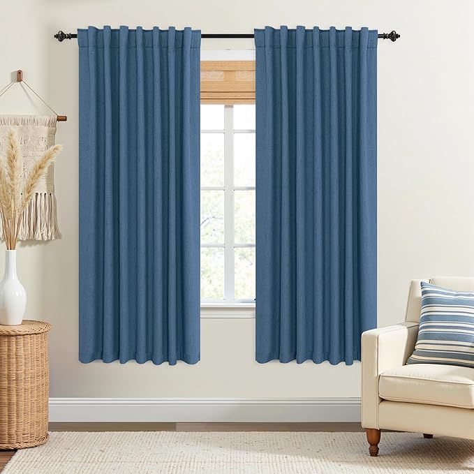 KOUFALL Denim Blue Curtains for Boys Bedroom, 2 Panels Set by KOUFALL