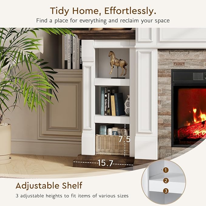 72" Electric Fireplace with Mantel, Fireplace TV Stand - Image 4