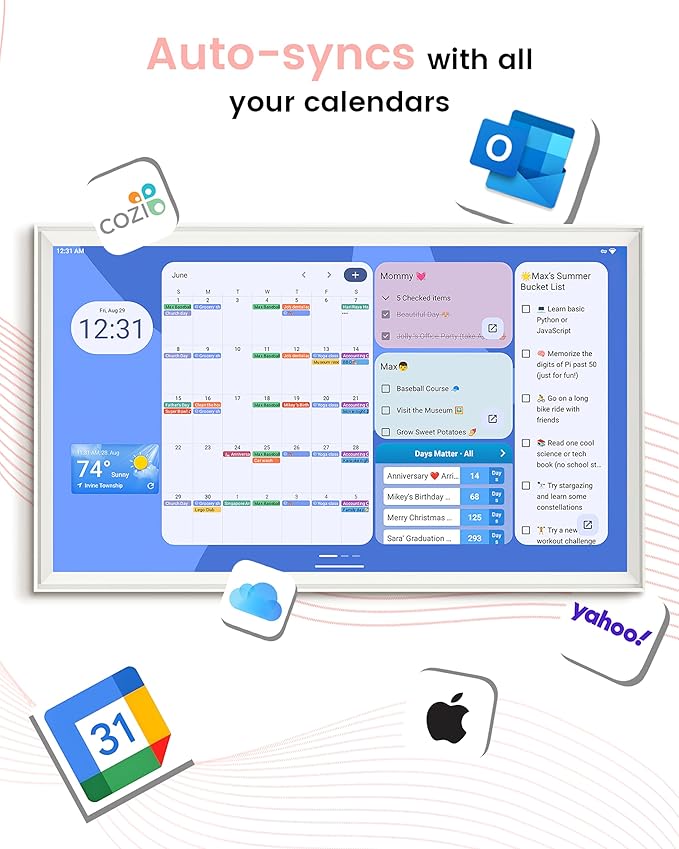 32 Inch Digital Planner Wall Planner Touch Screen Chore Chart Syncs All Android - Image 3