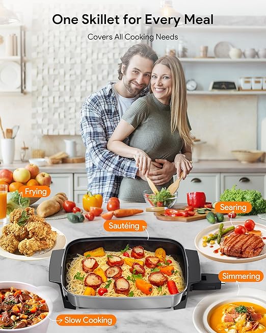Nuwave Medley XL Digital Electric Skillet, Family Size Griddle w/Glass Lid - Image 6