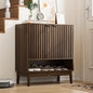 Shoe Cabinet with Slatted Doors, 4 Tier Freestanding Shoe Cabinet Storage by Morwdxef