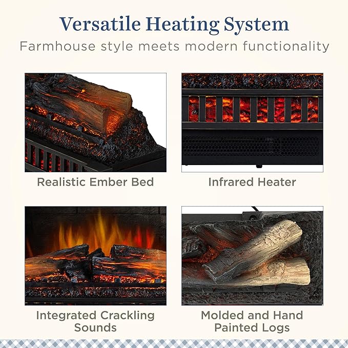 Country Living Electric Fireplace Logs, 27” LED Electric Fireplace Inserts - Image 4