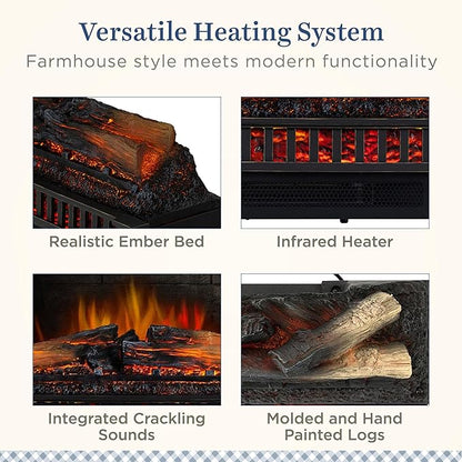 Country Living Electric Fireplace Logs, 27” LED Electric Fireplace Inserts - Image 4