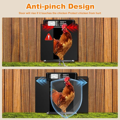 Extra Large Automatic Chicken Coop Door Solar Power, Anti-Pinch Horizontally - Image 7