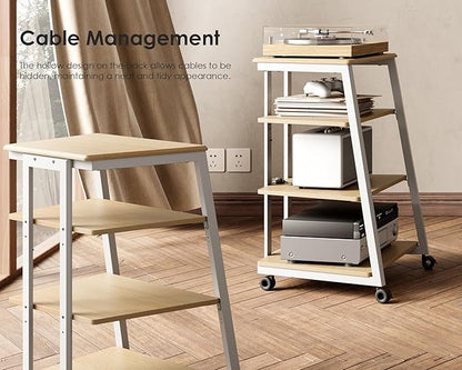 FITUEYES Design 4-Tier AV Media Stand Corner Shelf Stand Wooden Corner Shelves - Image 6