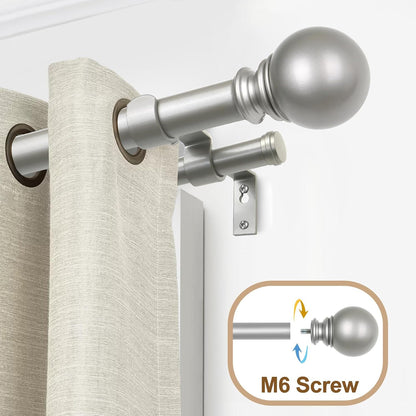 KAMANINA Double Curtain Rods 66 to 120 Inches, Adjustable, Antique Silver | Heavy Duty 1 Inch, Dual Drapery Rod for Sliding Glass Door, Bedroom, Fewer Rods, Easy Install, Decorative Round Finials