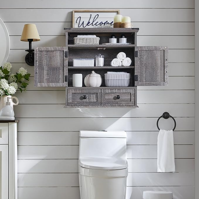ACCOHOHO Bathroom Wall Cabinet, Farmhouse Medicine Cabinet, Adjustable Shelf - Image 4