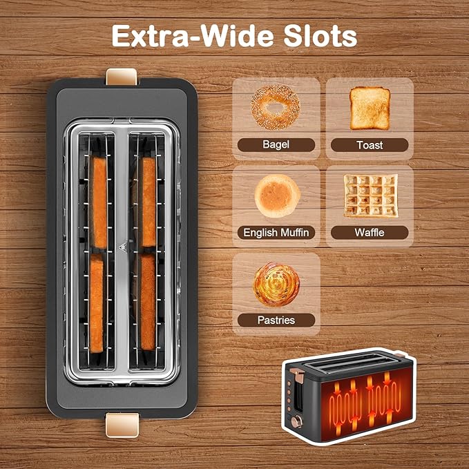 Mecity 4 Slice Toaster, Long Slot Toaster - Image 4