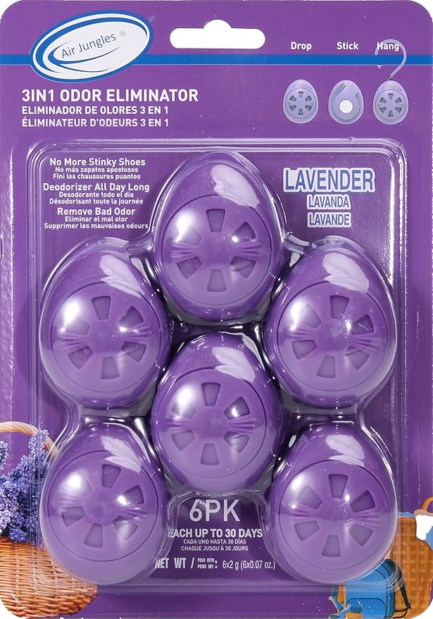 Air Jungles Shoe Deodorizer Balls 6 Ct, Lavender Scent, Odor Remover Balls by AirJungles