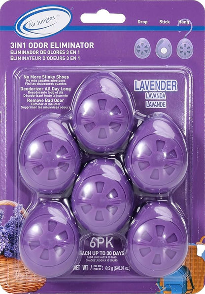 Air Jungles Shoe Deodorizer Balls 6 Ct, Lavender Scent, Odor Remover Balls by AirJungles