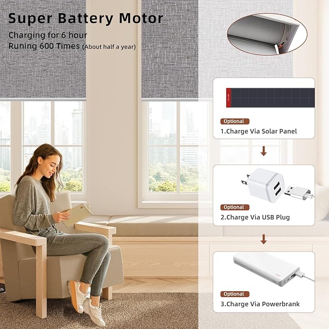 Motorized Roller Shade: Blackout, Electric Blinds, Compatible - Image 5