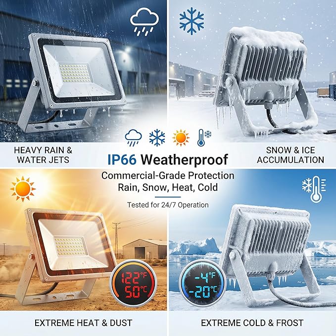 XXBSAZ 150W LED Flood Light Outdoor, High Output Plug-in & Hardwired Security - Image 3