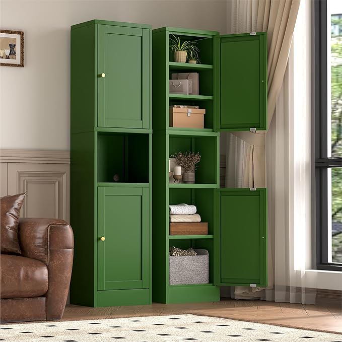 2-Door Metal Storage Cabinet, Tall Slim Pantry Organizer - Image 7