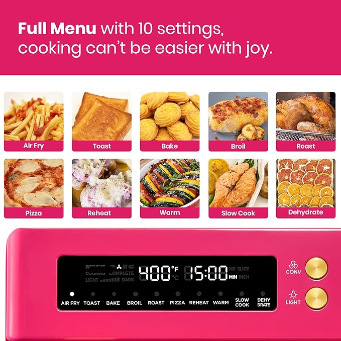 VAL CUCINA Limited Edition Happy Pink Infrared Heating Air Fryer Toaster Oven - Image 3