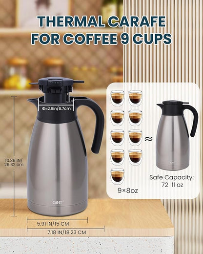 GiNT 74Oz Thermal Coffee Carafe, Insulated Stainless Steel Coffee Carafes - Image 5