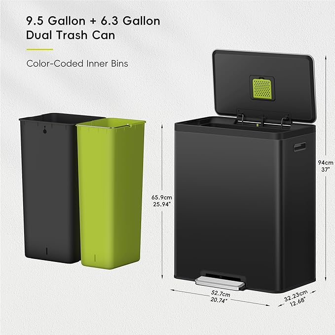 EKO EcoCasa II 36L+24L Dual Trash Can - Image 2