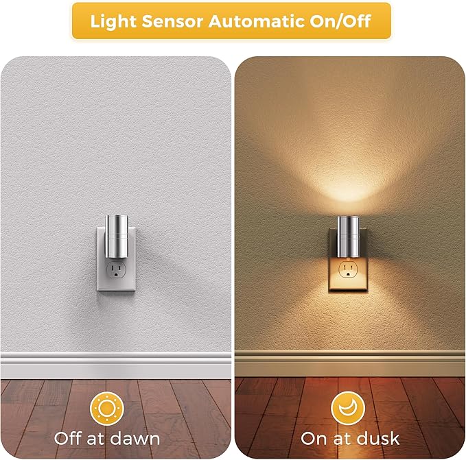 L LOHAS LED Night Light, Night Lights Plug into Wall, Smooth Silver Glossy - Image 3