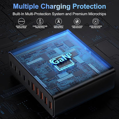 750W USB C Charger Block, 10-Port Charging Station GaN Fast Charging Type C & - Image 5