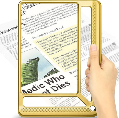 5X Full Page Magnifying Glass for Reading, Lightweight Rectangular Magnifier by AKKYCVS