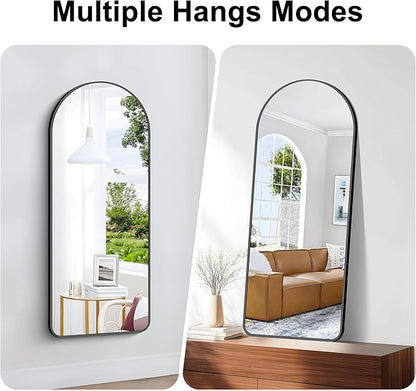 Arched Bathroom Mirror, Wall Mounted Mirror, Vanity Wall Mirror w/Metal Frame - Image 6
