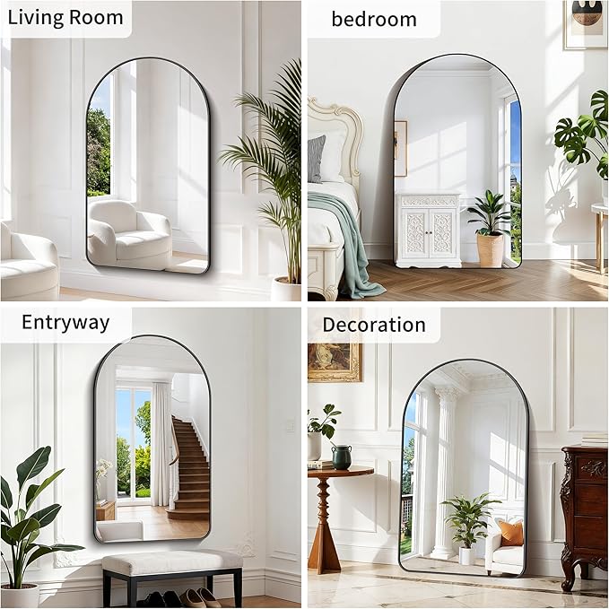 GLASHOM Arched Bathroom Mirror, Wall Mounted Mirror, Vanity Wall Mirror Metal - Image 5
