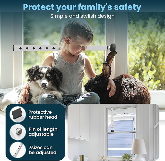 Gadgetzan 4 Pack Window Security Bars Adjustable 11"-18", Portable Short - Image 3