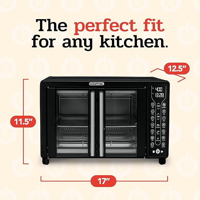Gourmia Toaster Oven Air Fryer Combo 17 cooking presets 1700W french door - Image 7