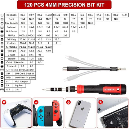 STREBITO Precision Screwdriver Set 191-Piece Multi-Bit Screwdriver 1/4 Inch Nut - Image 3