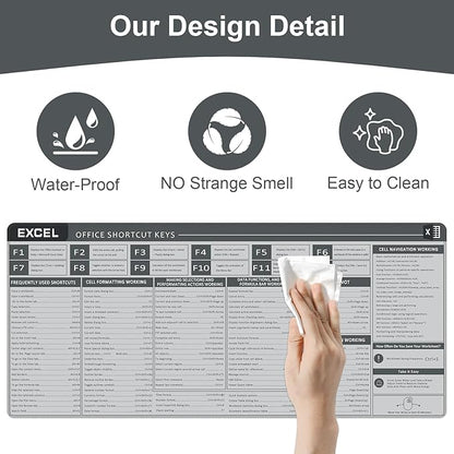 Baziabbo Office Desk Mat, Excel Cheat Sheet Keyboard Mat, Excel Shortcut Desk - Image 3