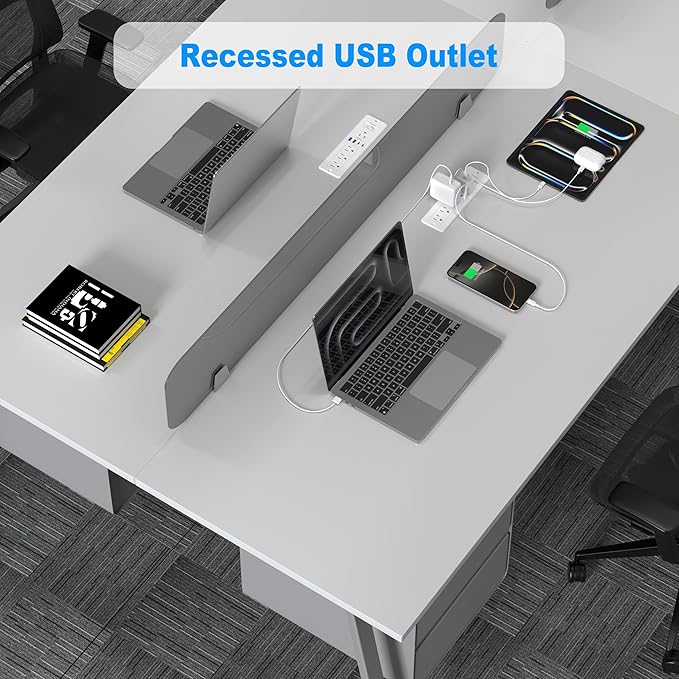 65W USB C Recessed Power Strip, Flush Mount Desktop Recessed Outlet - Image 5