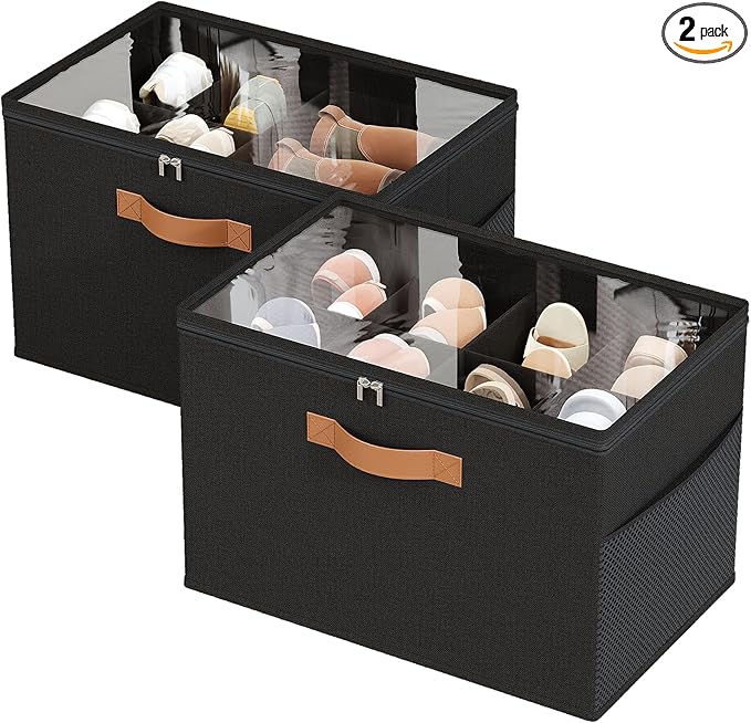 2 Pack Shoe Organizer for Closet, Foldable Shoe Storage Organizer by IMAXTOP