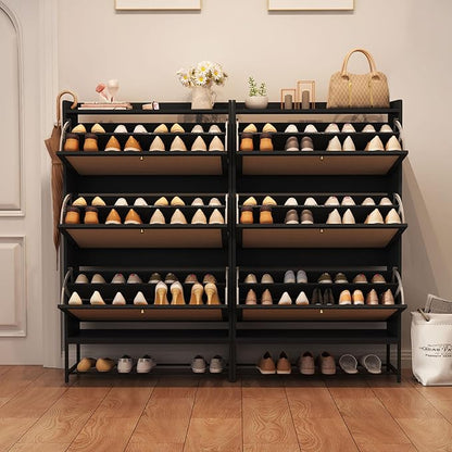AVZEAR Shoe Cabinet, Shoe Cabinet Freestanding Tipping Bucket Shoe Rack - Image 6