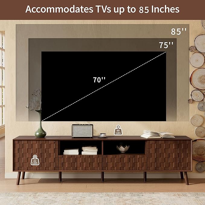 Virubi Mid-Century Modern TV Stand, Entertainment Center - Image 5