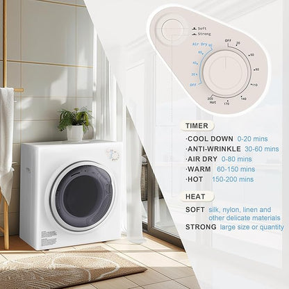 Elevon 1500W Portable Clothes Dryer, 3.5 cu.ft Electric Drying Machine - Image 4