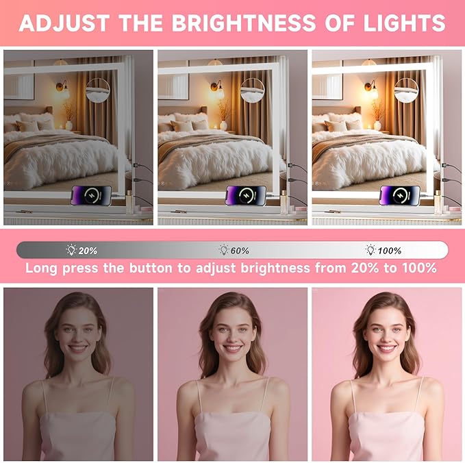Vanity Mirror with Lights, Dimmable 3 Modes, Memory Function, Smart Touch - Image 6