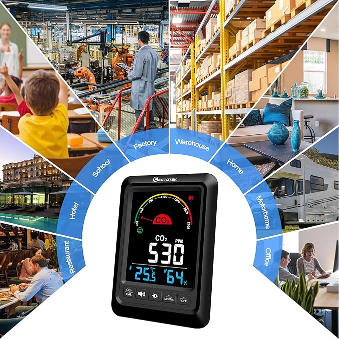 KETOTEK CO2 Monitor Indoor Air Quality Meter - Image 7