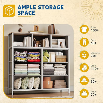 DWVO 9 Drawer Dresser, Light Gray Fabric Storage Tower, Tall Organizer Unit - Image 5