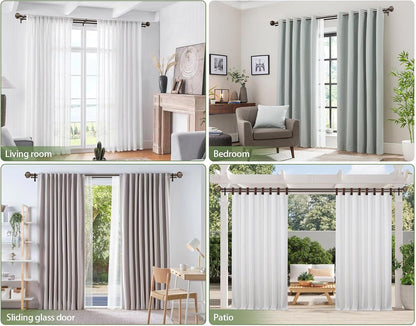 1 Inch Double Curtain Rods 72 to 144 Inches (6 to 12 ft), USFOOK Bronze Drapery Rods for Windows 69 to 140 Inches, Telescoping Dual Curtain Rod with Woven Leaf Finials