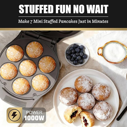 Mini Stuffed Pancakes Maker, Electric Ebleskiver Poffertjes Maker Pan, Danish - Image 2