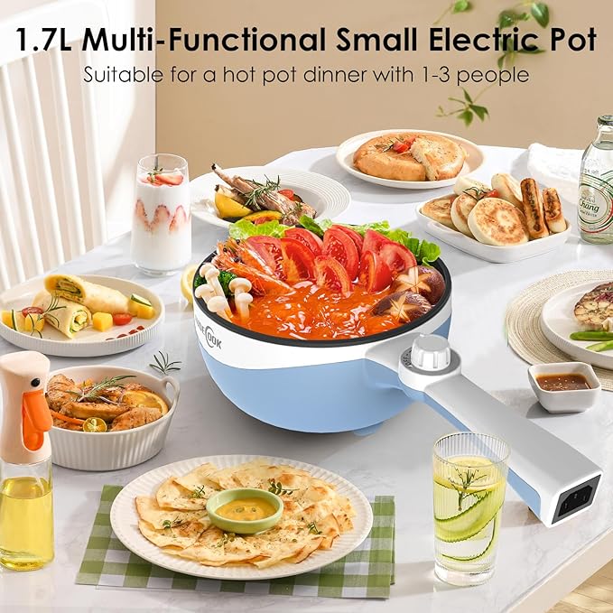 Audecook Hot Pot Electric, 1.7L Mini Electric Skillet Portable Nonstick Sauté - Image 4