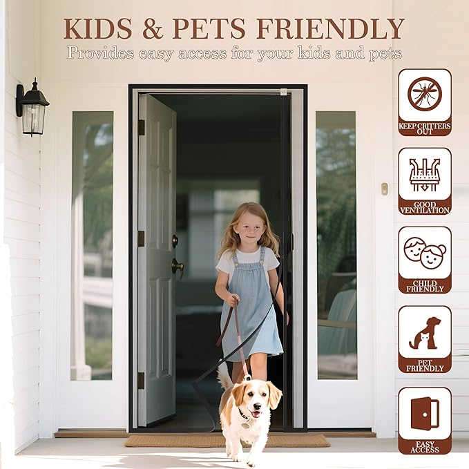 Yotache Left Right Side Opening Magnetic Screen Door Fits Door Size 38 x 82 - Image 7