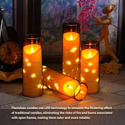 Flameless Candles with Embedded Star String, Battery Operated LED Pillar - Image 4