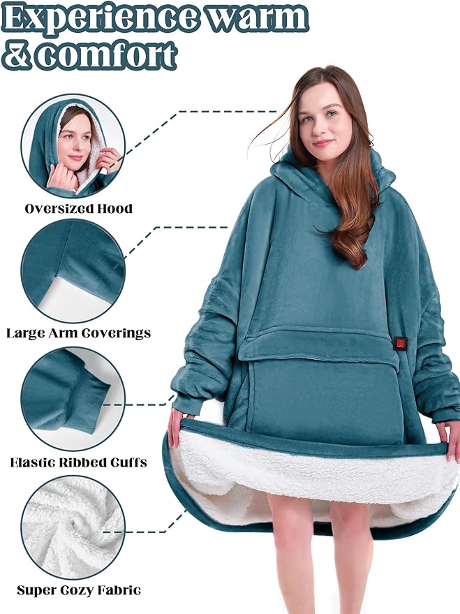 MAXEVE Heated Wearable Blanket Hoodie - Image 6