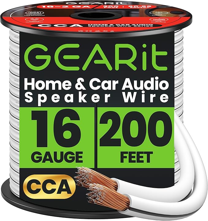 16AWG Speaker Wire, GearIT Pro Series 16 Gauge Speaker Wire Cable Great Use by GEARit