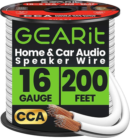 16AWG Speaker Wire, GearIT Pro Series 16 Gauge Speaker Wire Cable Great Use by GEARit