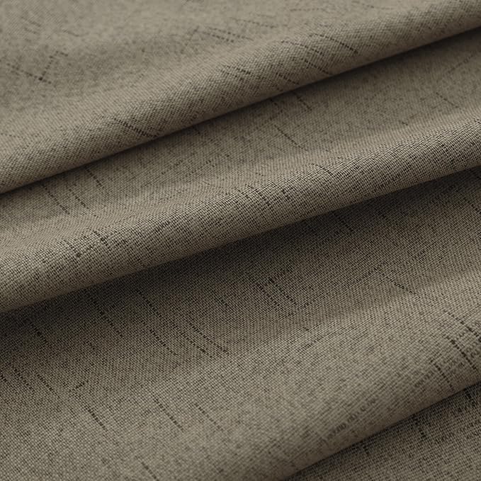 KOUFALL Dark Taupe Brown Curtains 108 Inches Long Blackout Linen Back Tab - Image 8