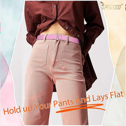 JASGOOD Women No Show Stretch Belt Elastic Web Strap Belt - Image 5