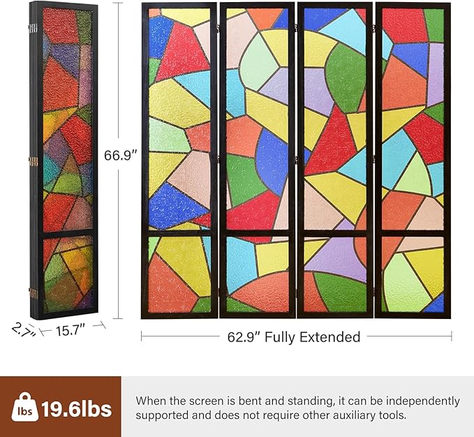 Acrylic Room Divider, 4-Panel Freestanding Partition Screen, Frosted - Image 2