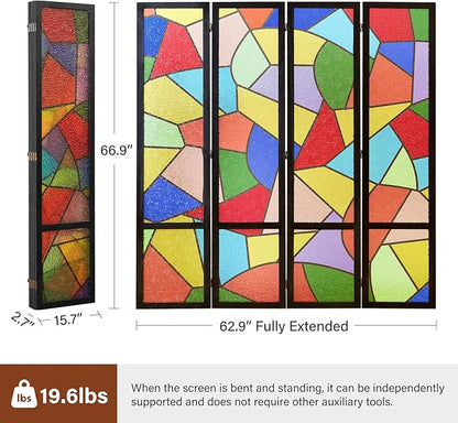 Acrylic Room Divider, 4-Panel Freestanding Partition Screen, Frosted - Image 2