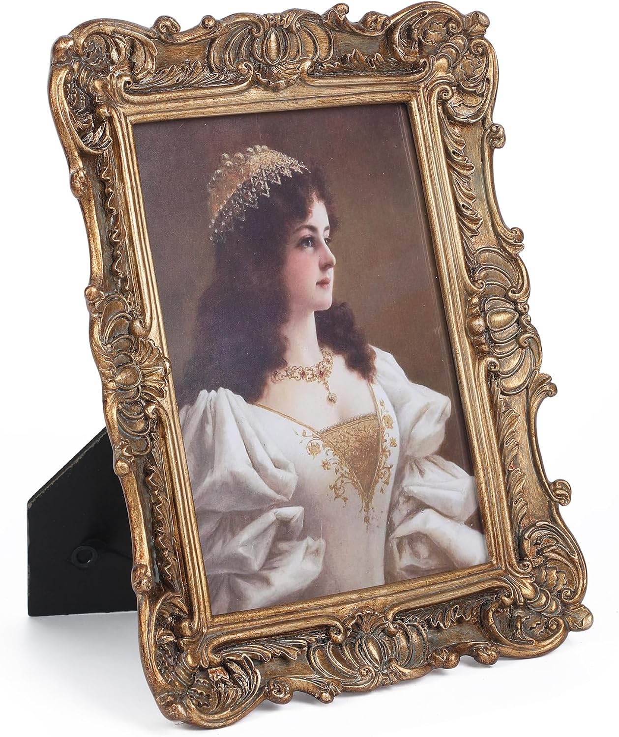 Antique Picture Frames 4x6 Vintage Victorian Ornate Picture Frames with Front Glass Wall Mount and Tabletop Baroque Home Decor Retro Gallery Wall Decor,1 Pack,Bronze